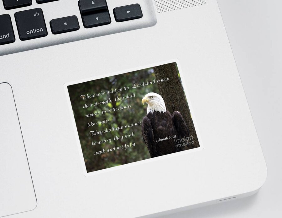 Bald Eagle Sticker featuring the photograph Eagle Scripture Isaiah by Jill Lang