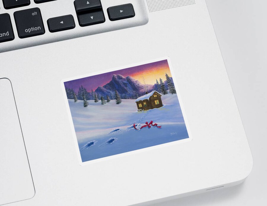 Snowy Christmas Painting Sticker featuring the painting Early Christmas Morn by Jack Malloch