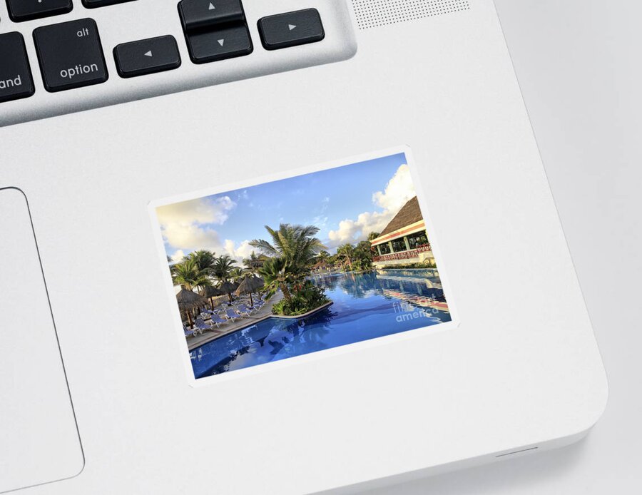 Swimming Pool Sticker featuring the photograph Early Morning at the Pool by Teresa Zieba
