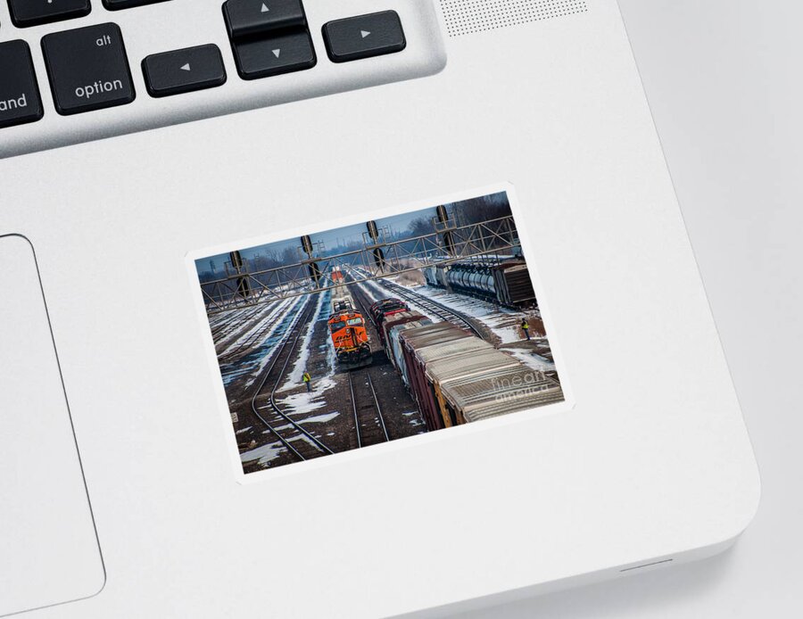 Train Sticker featuring the photograph Eastbound and Westbound Trains by Ronald Grogan