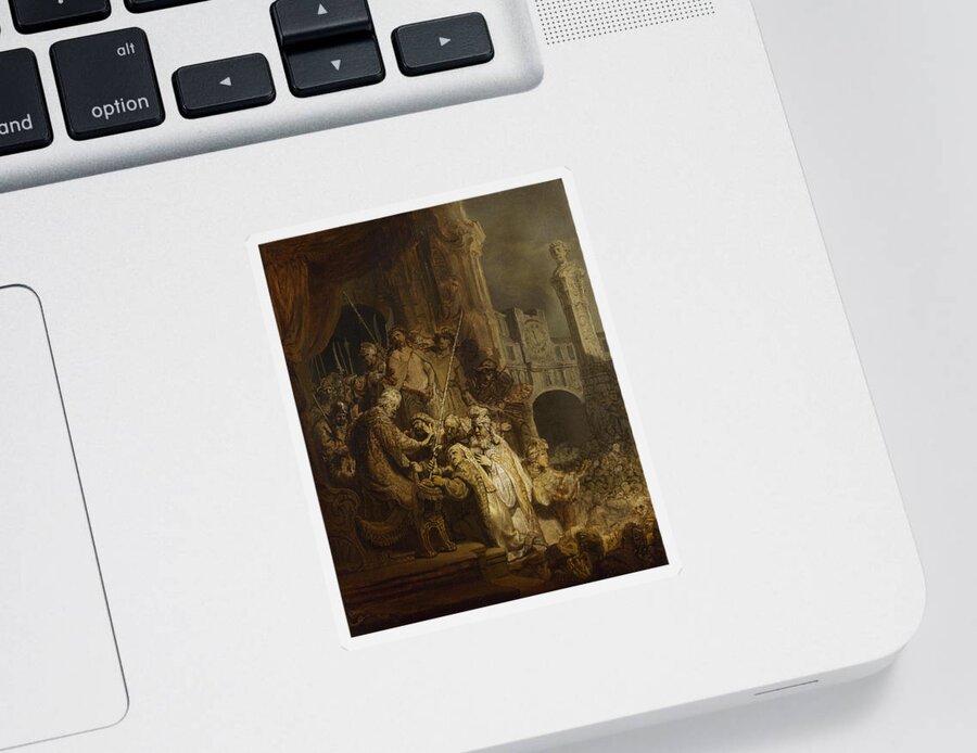 Ecce Homo Sticker featuring the painting Ecce Homo by Rembrandt