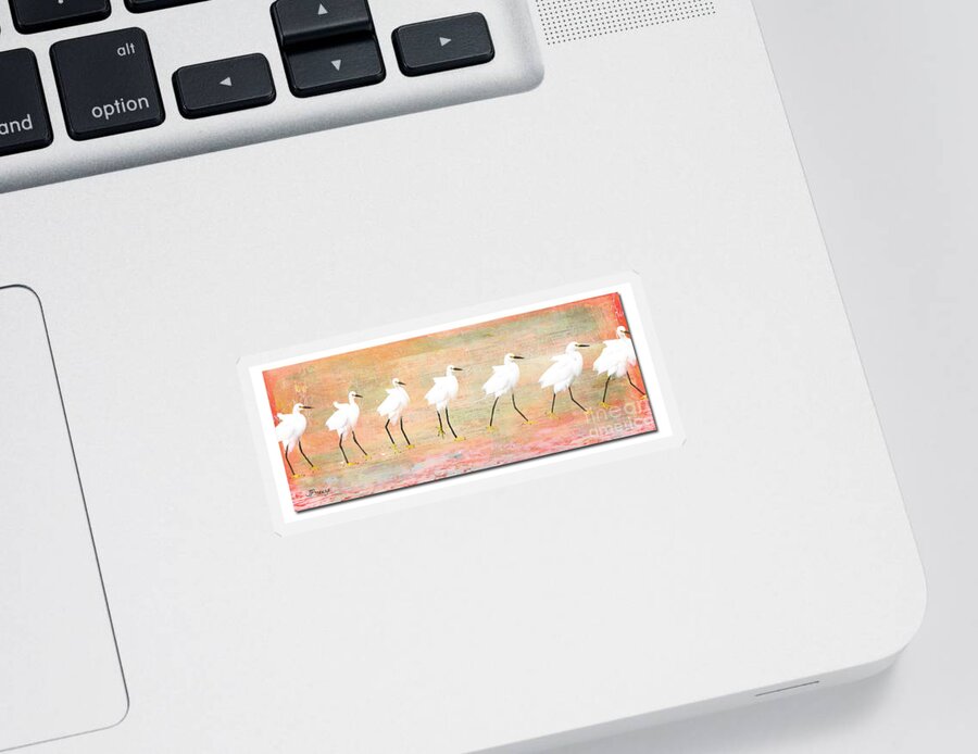 Egrets Sticker featuring the digital art Egrets Flamingoed by Jennie Breeze
