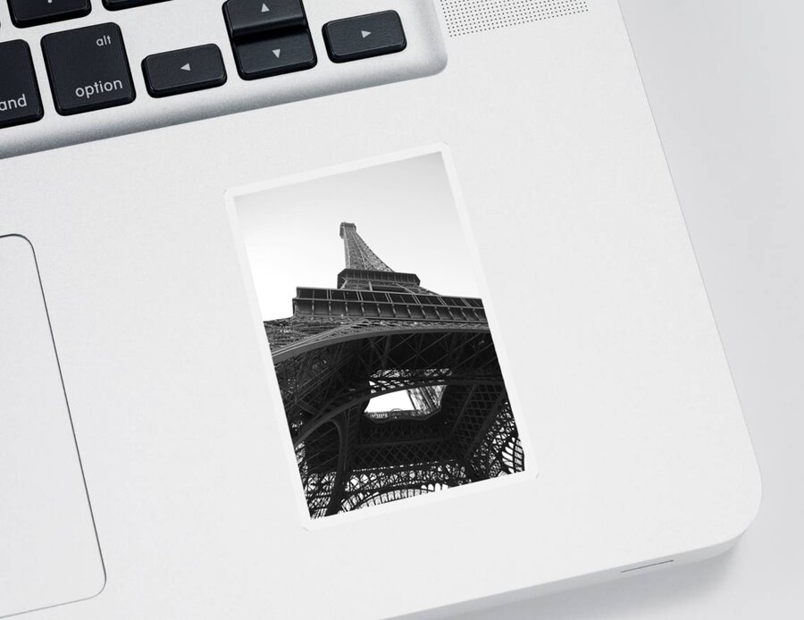 Eiffel Tower Sticker featuring the photograph Eiffel Tower b/w by Jennifer Ancker