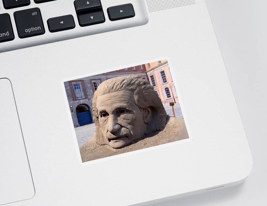 Einstein Sticker featuring the photograph Einstein Sand Sculpture by Keith Stokes