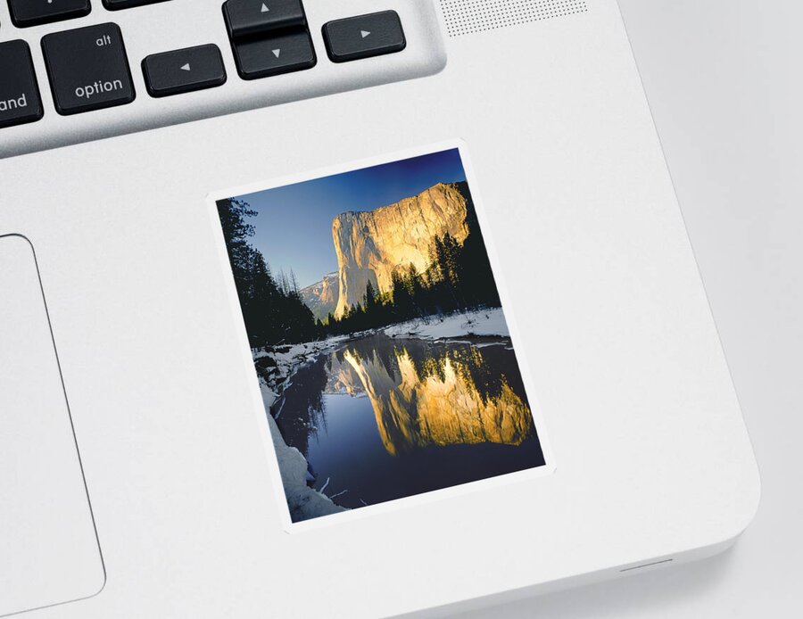 Sunset Sticker featuring the photograph 2M6542-El Cap Reflect by Ed Cooper Photography