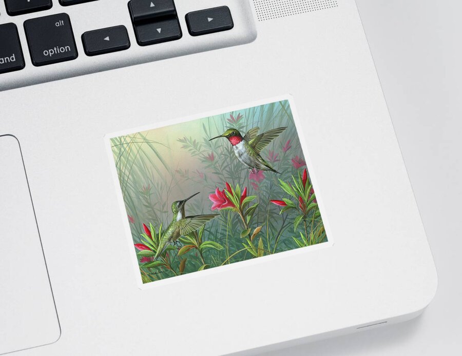 Humming Birds Sticker featuring the painting Elegance by Mike Brown