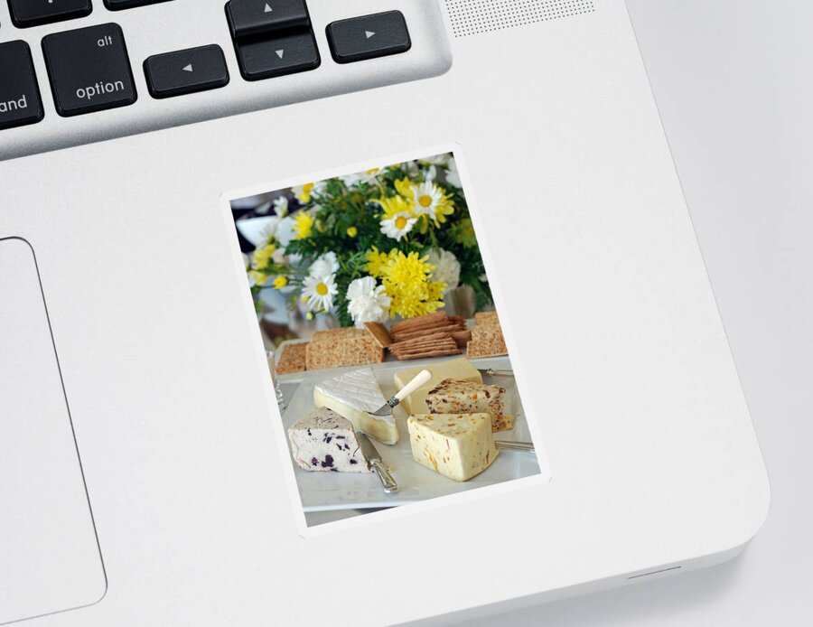 Cheese And Crackers Sticker featuring the photograph Elegant Cheese Buffet by Connie Fox