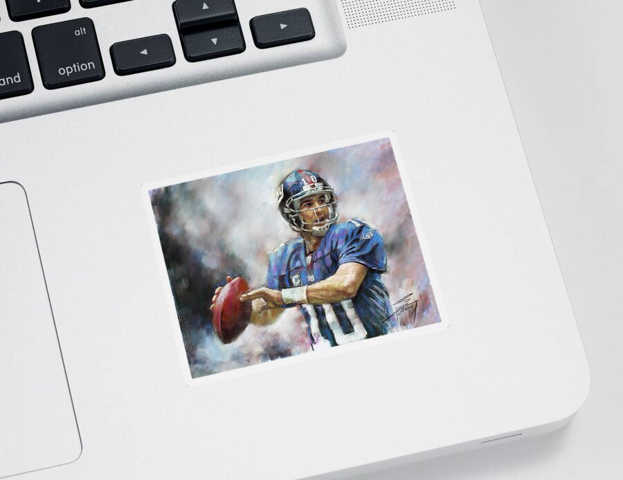 Eli Manning Sticker featuring the drawing Eli Manning NFL NY Giants by Viola El