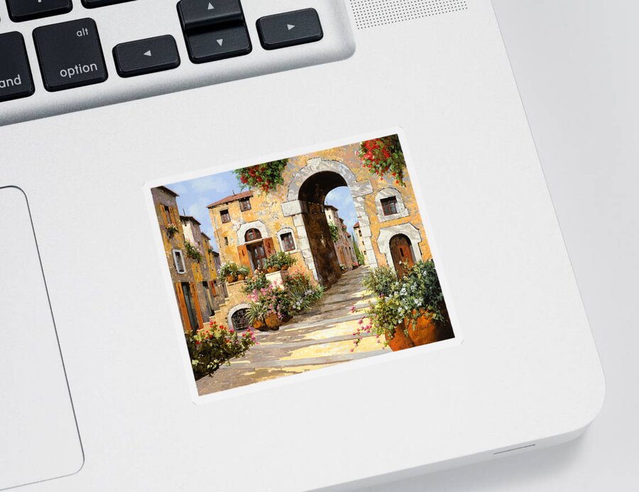 Cityscape Sticker featuring the painting Entrata Al Borgo by Guido Borelli