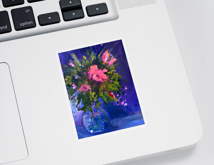 Abstract Sticker featuring the painting Evening Blooms by Nancy Merkle