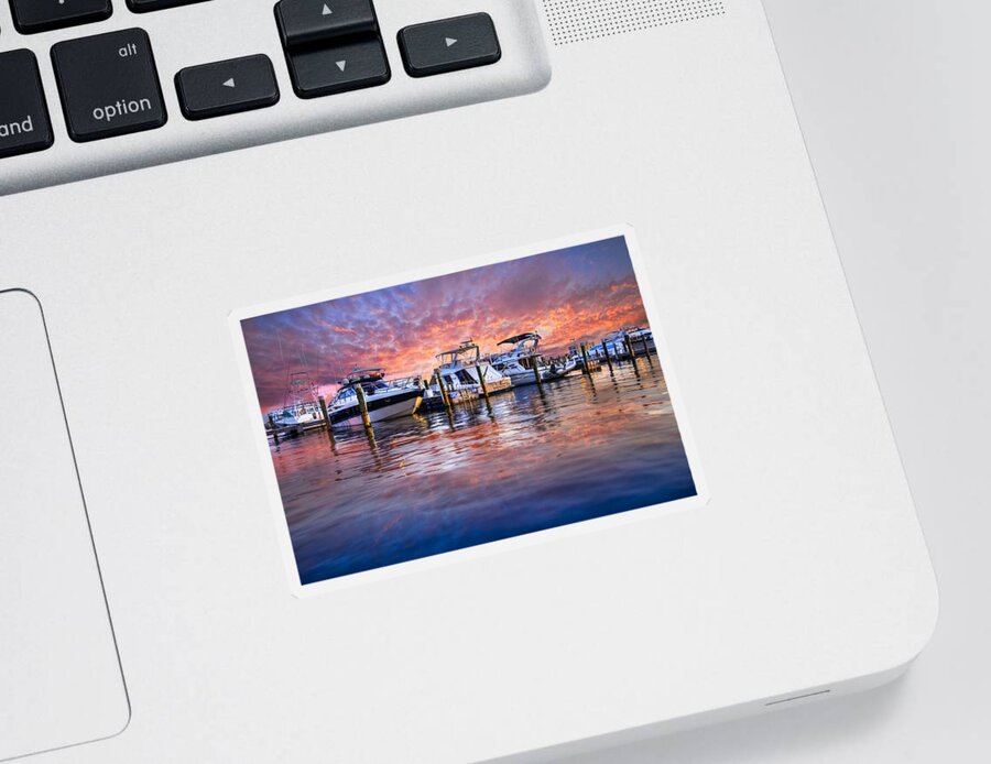 Boats Sticker featuring the photograph Evening Harbor by Debra and Dave Vanderlaan