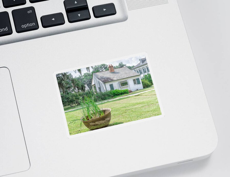 Architecture Sticker featuring the photograph Evergreen Plantation Back by Jim Shackett