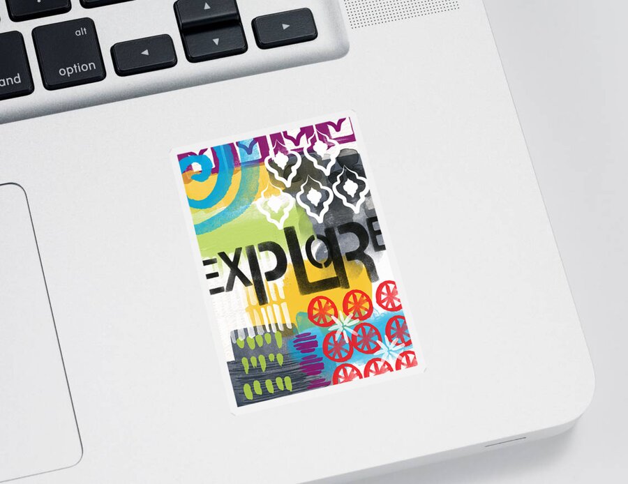 Abstract Painting Sticker featuring the painting Explore- Contemporary Abstract Art by Linda Woods