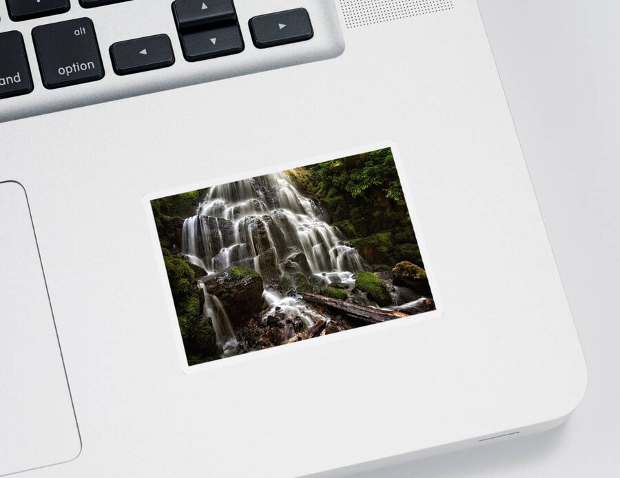 Fairy Falls Sticker featuring the photograph Fairy Falls Oregon by Mary Jo Allen