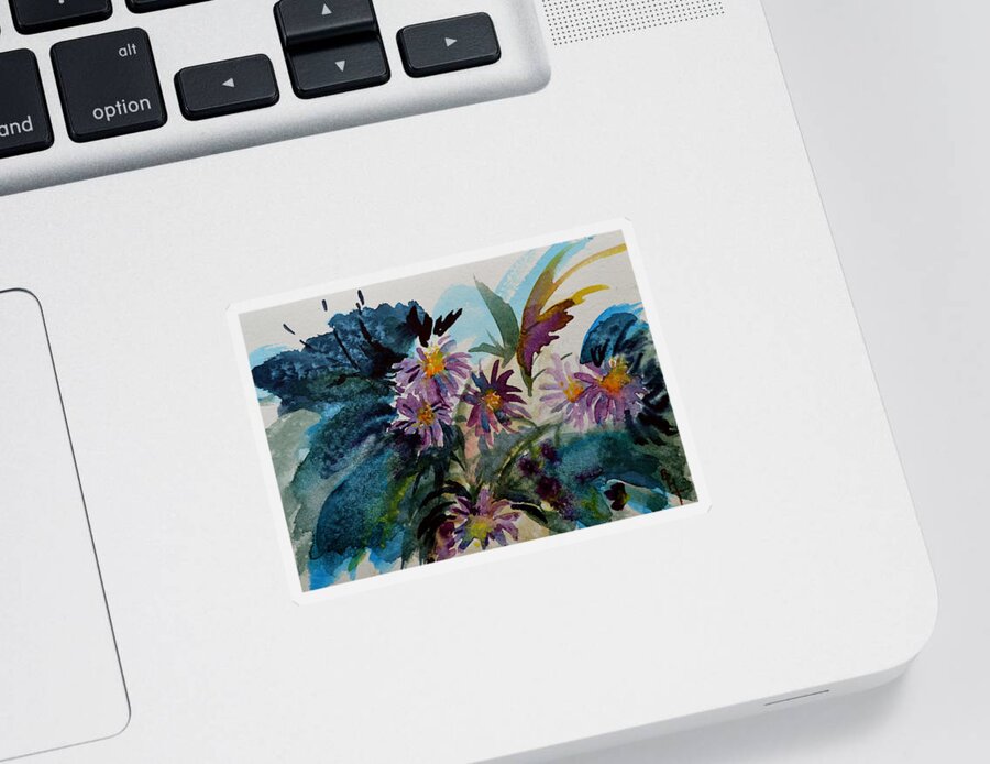 Aster Sticker featuring the painting Fairyland Asters by Beverley Harper Tinsley