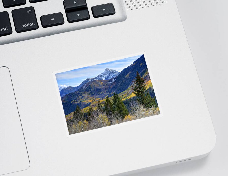 Wasatch Mountains Sticker featuring the photograph Fall at Cascade Peak and Sundance from Alpine Loop by Gary Whitton