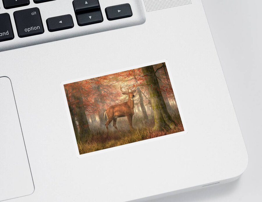 Fall Buck Sticker featuring the digital art Fall Buck by Daniel Eskridge