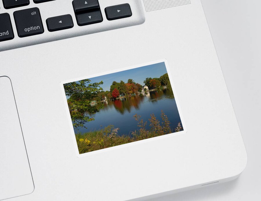 Foliage/lakes Sticker featuring the photograph Fall Reflection by Caroline Stella