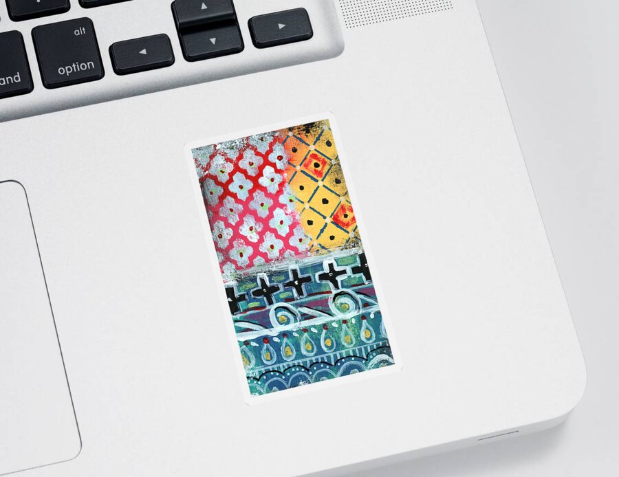 Diamonds Sticker featuring the painting Fiesta 6- colorful pattern painting by Linda Woods
