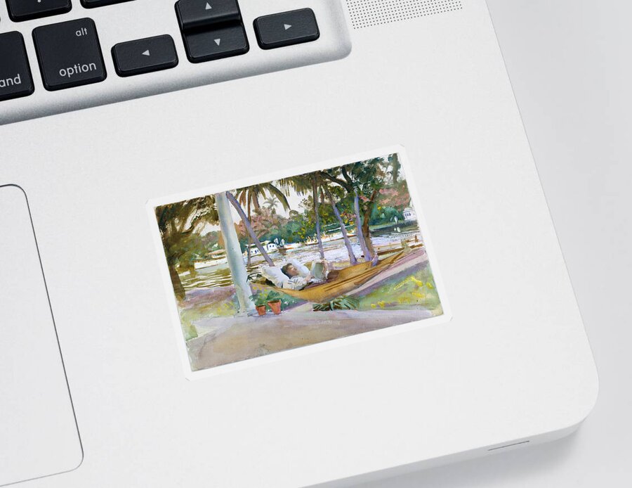 John Singer Sargent Sticker featuring the painting Figure in Hammock. Florida by John Singer Sargent