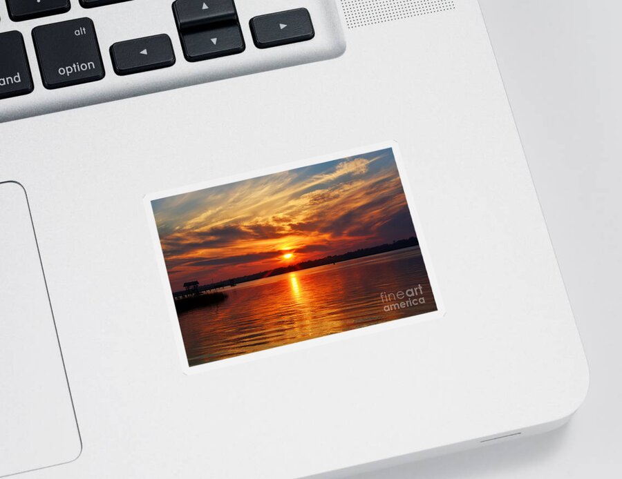 Sunset Sticker featuring the photograph Firey Sunset by Kathy Baccari