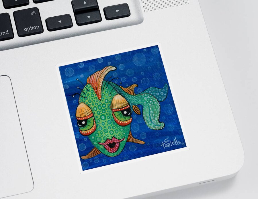 Fish Lips Sticker featuring the painting Fish Lips by Tanielle Childers
