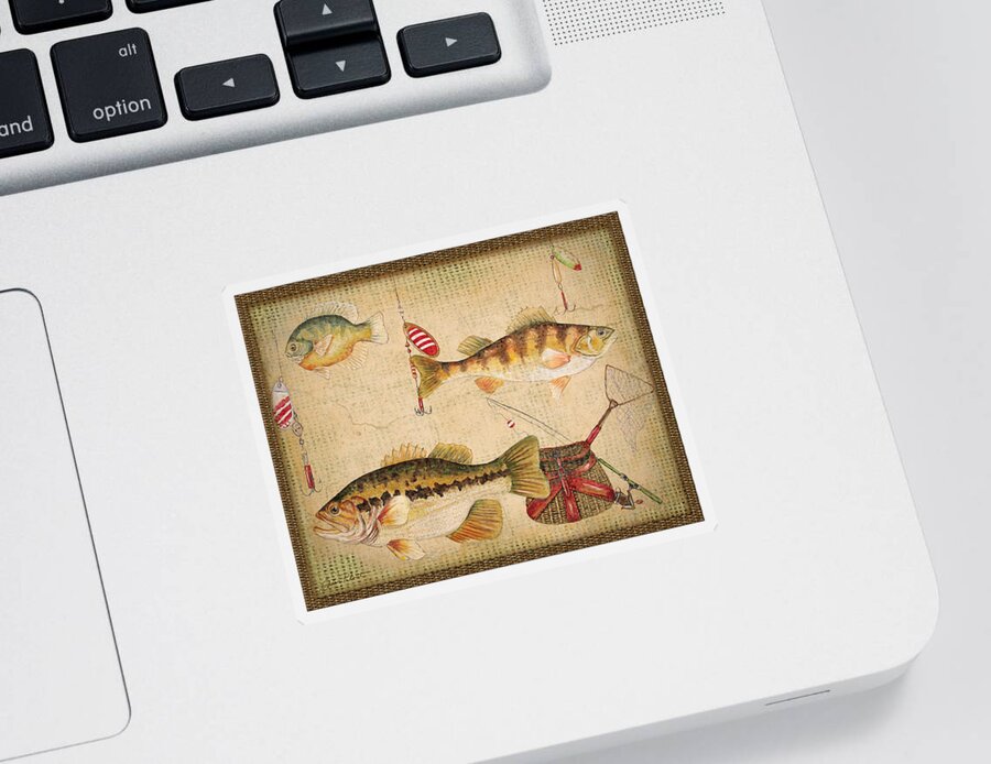 Acrylic Painting Sticker featuring the painting Fish Trio-A-Basket Weave Border by Jean Plout