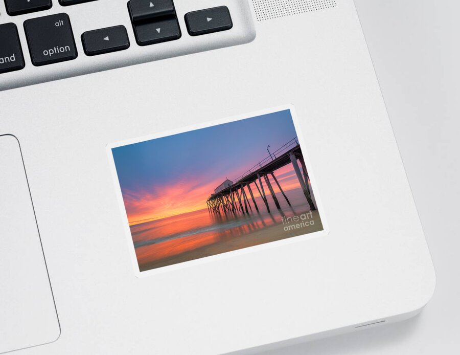 Fishing Pier Sunrise Sticker featuring the photograph Fishing Pier Sunrise by Michael Ver Sprill