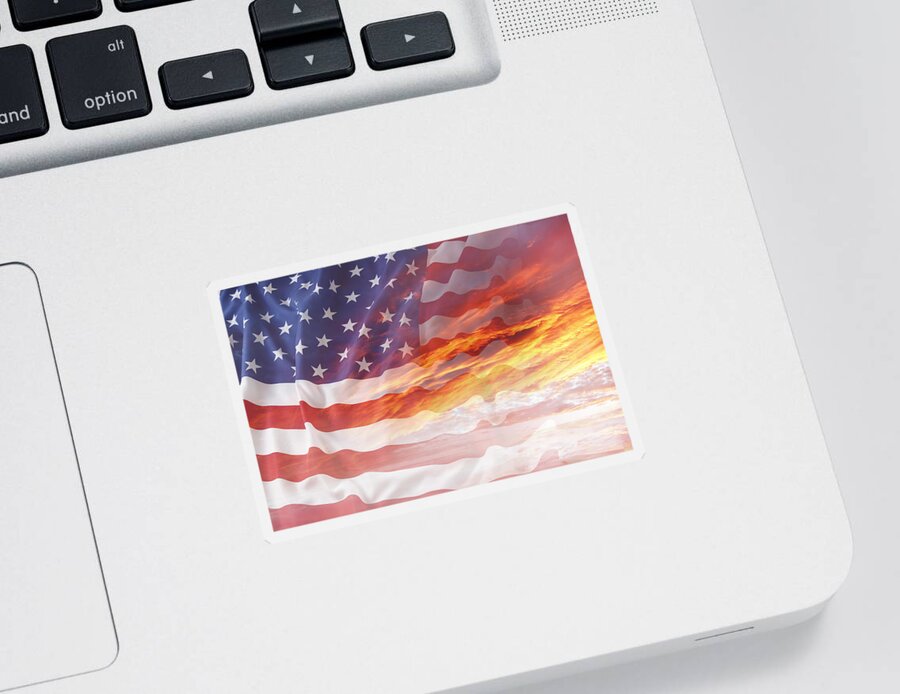 Dawn Sticker featuring the photograph Flag and sky by Les Cunliffe