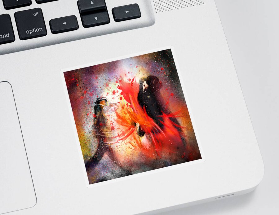 Flamenco Dance Sticker featuring the painting Flamencoscape 07 by Miki De Goodaboom