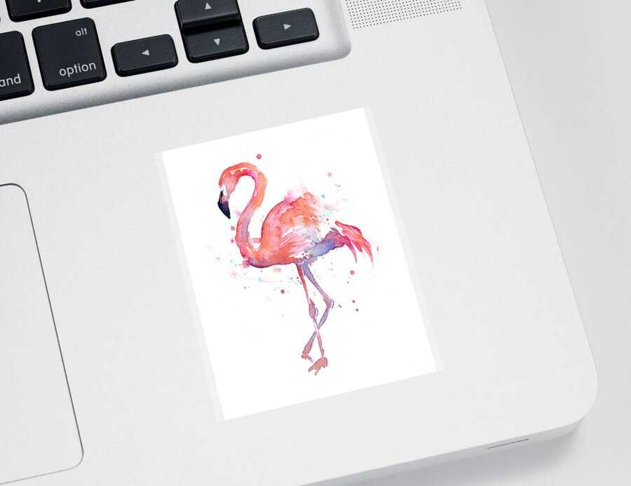 Bird Sticker featuring the painting Flamingo Watercolor by Olga Shvartsur