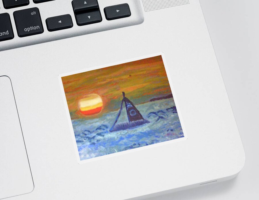 Florida Sticker featuring the painting Florida Key Sunset by Suzanne Berthier