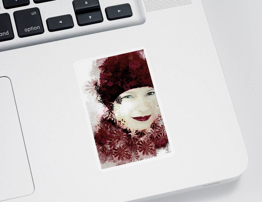 Woman Sticker featuring the digital art Flower Girl by Pennie McCracken