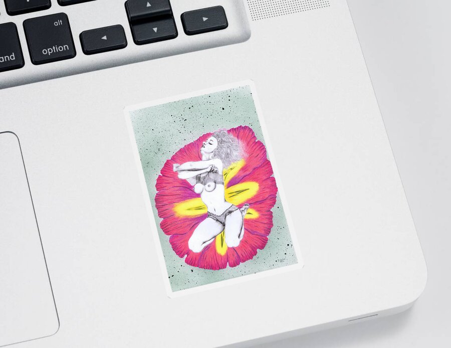 Erotic Sticker featuring the mixed media Flower. by Kenneth Clarke