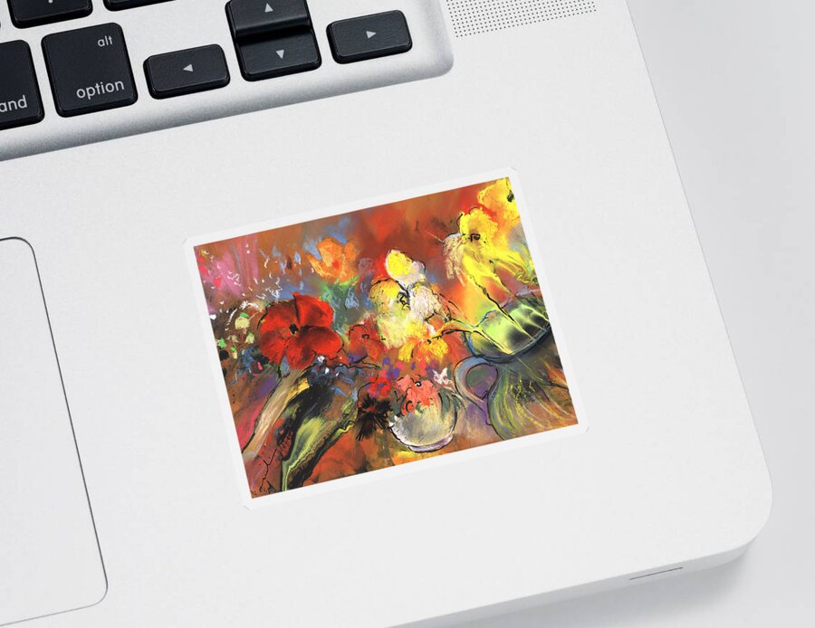Flowers Sticker featuring the painting Flowers of Joy by Miki De Goodaboom
