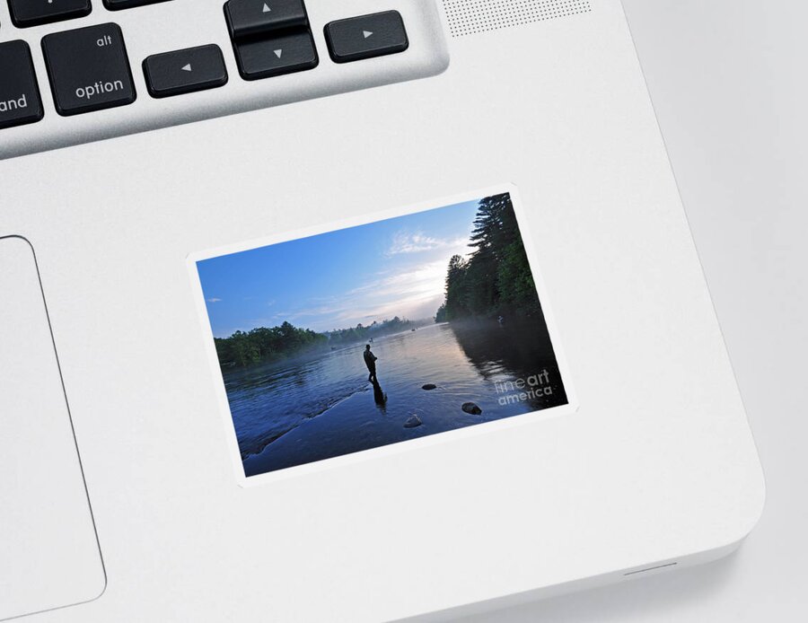 Fly Fishing Sticker featuring the photograph Flyfishing in Maine by Glenn Gordon