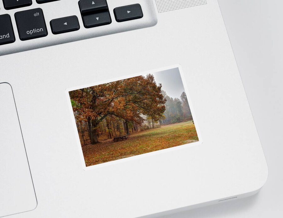 Autumn Sticker featuring the photograph Fog and Foliage by Dimitry Papkov