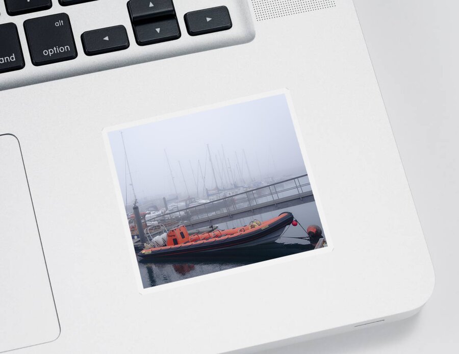 Anstruther Sticker featuring the photograph Fog in Marina II by Elena Perelman