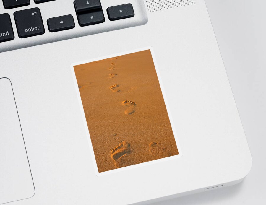 Footprint Sticker featuring the photograph Footprints in the Sand by Andreas Thust