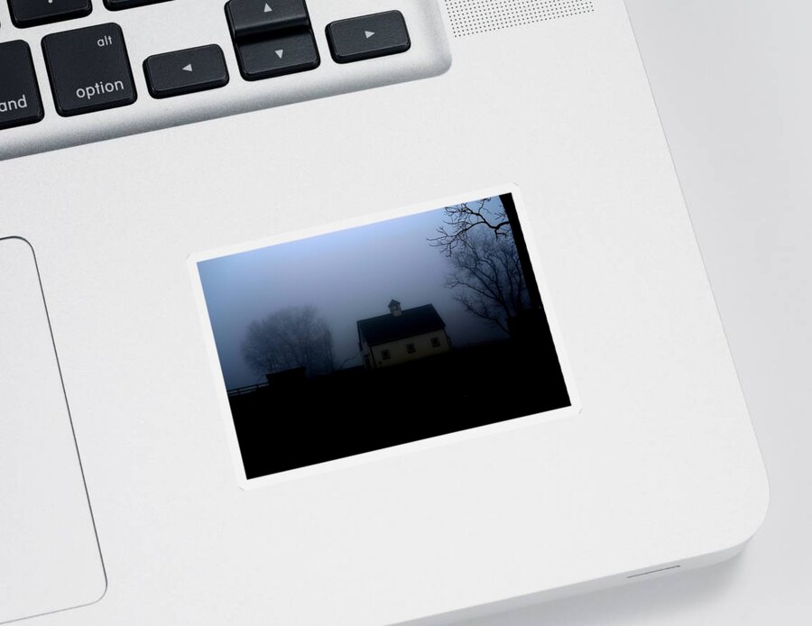 House In The Fog Sticker featuring the photograph Foreboding by Carlee Ojeda