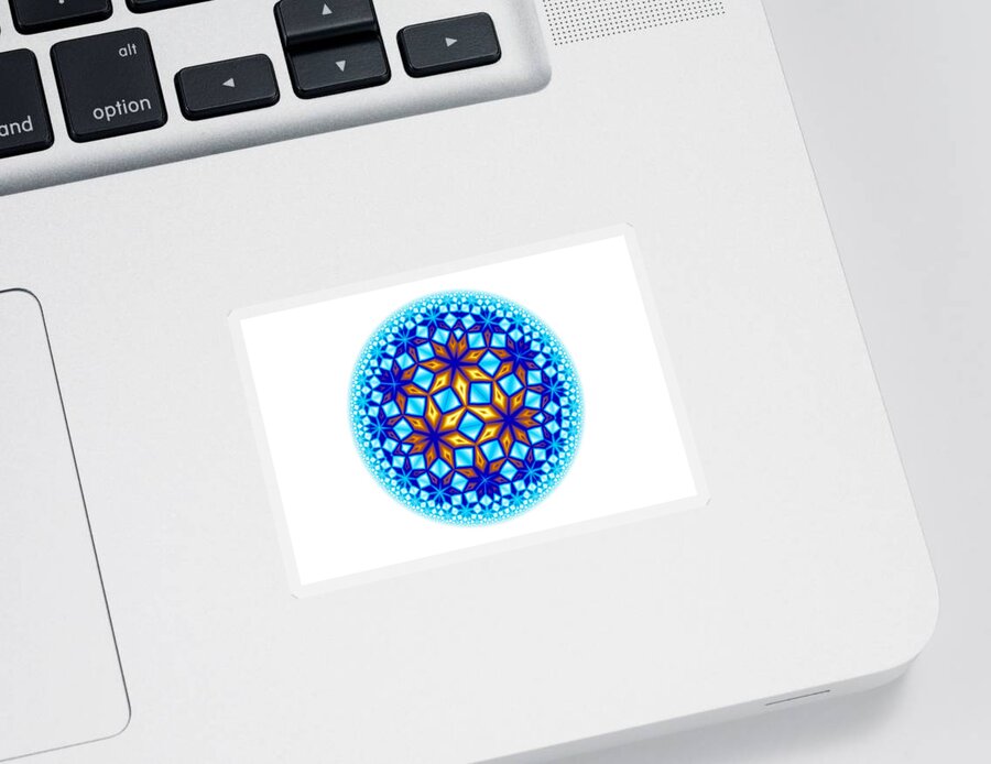 Mandala Sticker featuring the digital art Fractal Escheresque Winter Mandala 7 by Hakon Soreide