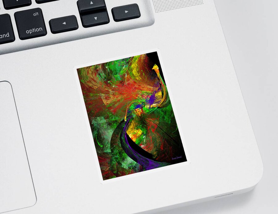 Peacock Sticker featuring the digital art Fractal - Peacock by Susan Savad