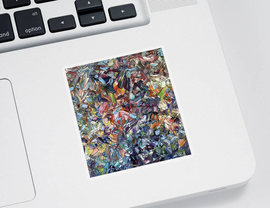 Abstract Sticker featuring the painting Fragmenting Heart by James W Johnson