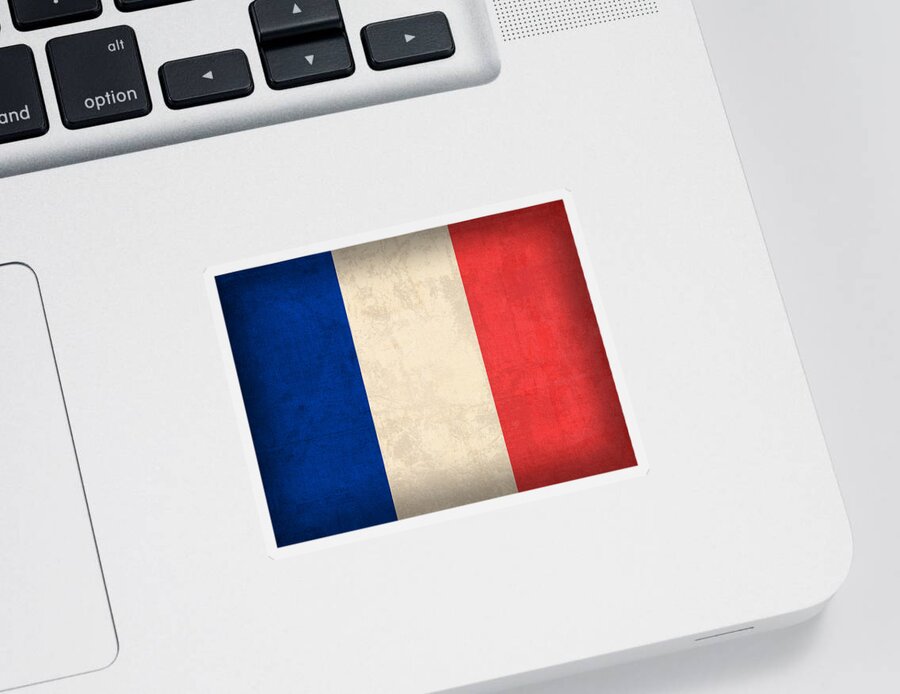 France Flag Paris Marseilles French Europe Sticker featuring the mixed media France Flag Distressed Vintage Finish by Design Turnpike