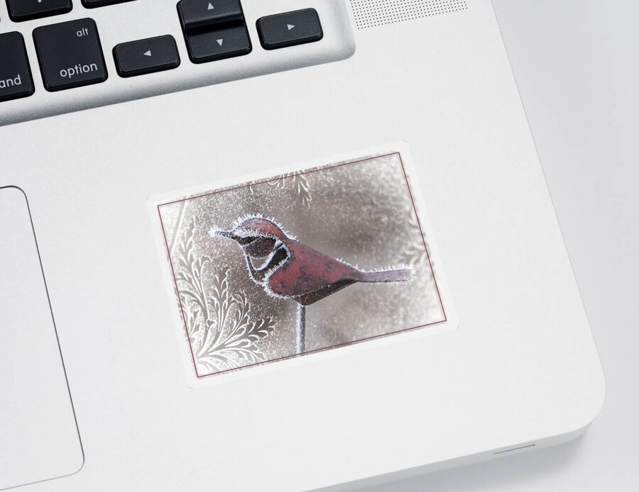 Cardinal Sticker featuring the photograph Frosty Cardinal by Patti Deters