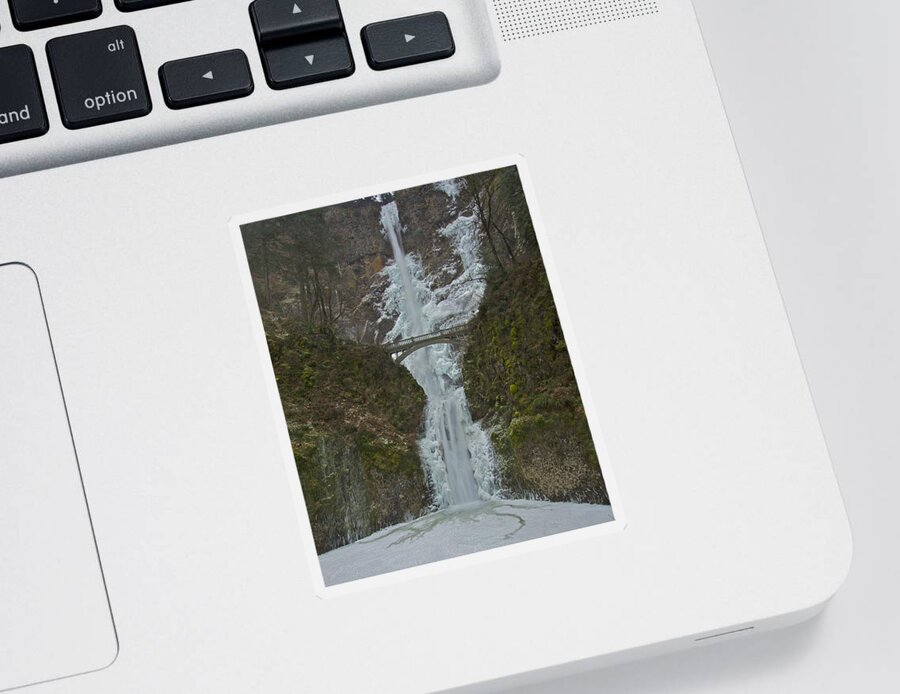 Multnomah Falls Sticker featuring the photograph Frozen Multnomah Falls ssA by Todd Kreuter