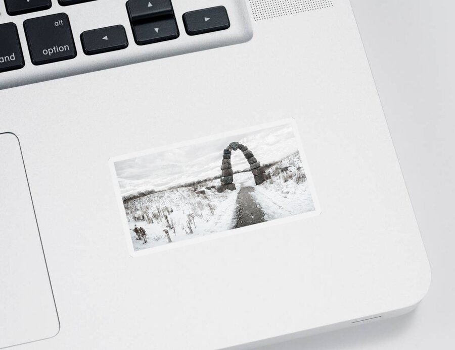 Snow Sticker featuring the photograph Frozen Stone Arch by Scott Norris