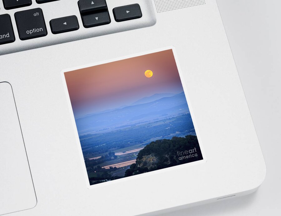 Andalucia Sticker featuring the photograph Full Moon Over Vejer Cadiz Spain by Pablo Avanzini