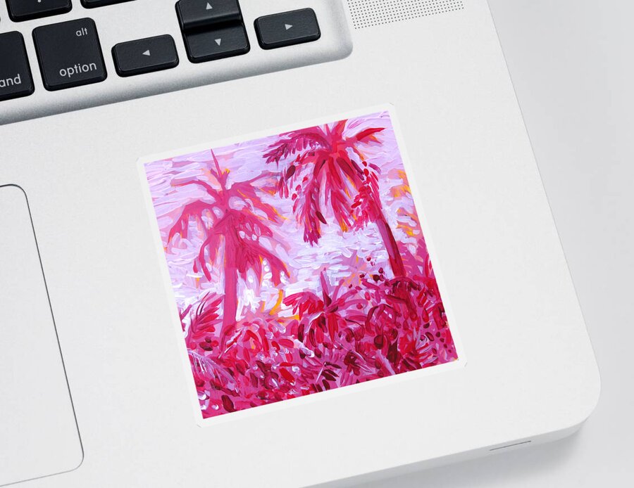 Pink Sticker featuring the painting Fuschia Landscape by Tilly Strauss