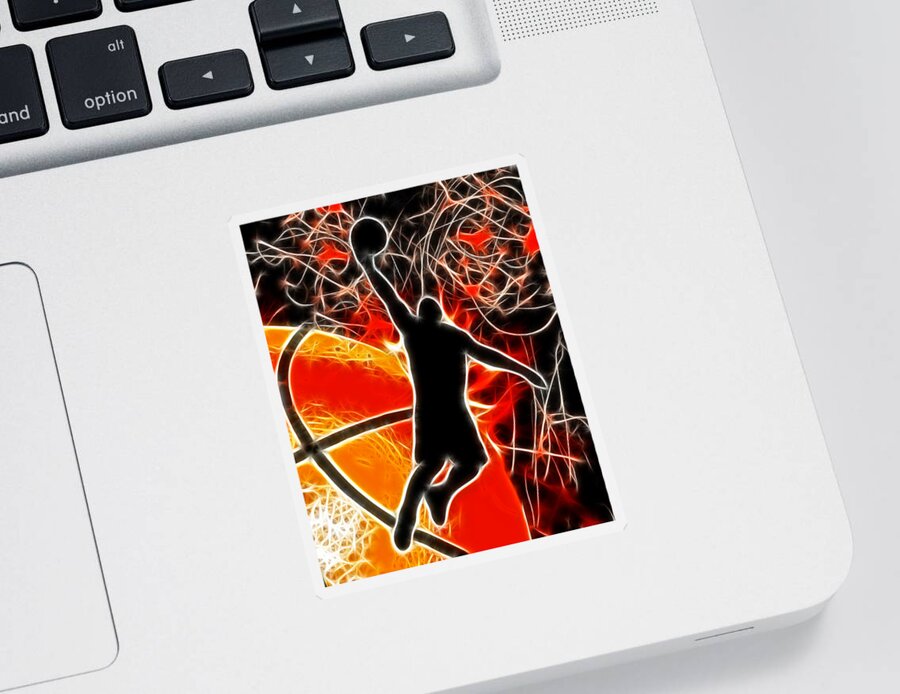 Basketball Sticker featuring the digital art Galactic Dunk by David G Paul